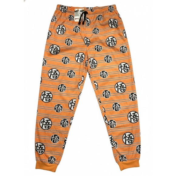 Dragon Ball Z Sleep Joggers Goku Kanji Orange Pajama Pants Men's Large NWT - Picture 2 of 5